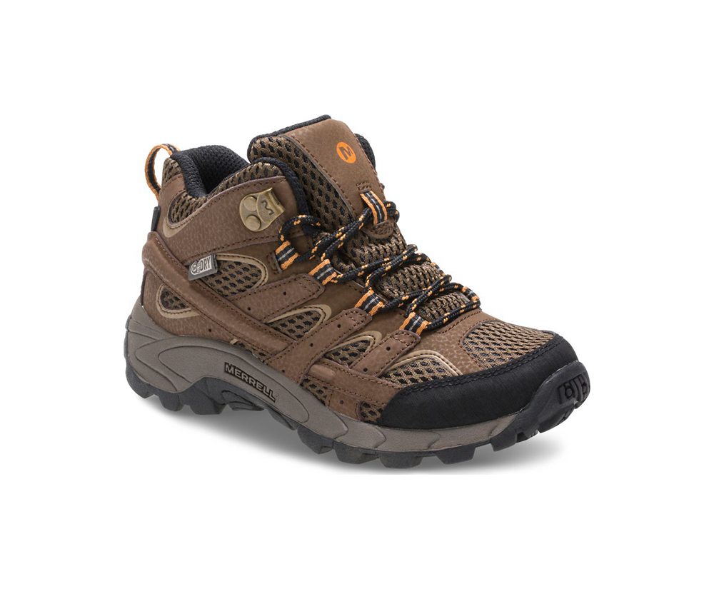 Buty Trekkingowe Merrell Dziecięce Brązowe - Moab 2 Mid Waterproof - 907451-APD